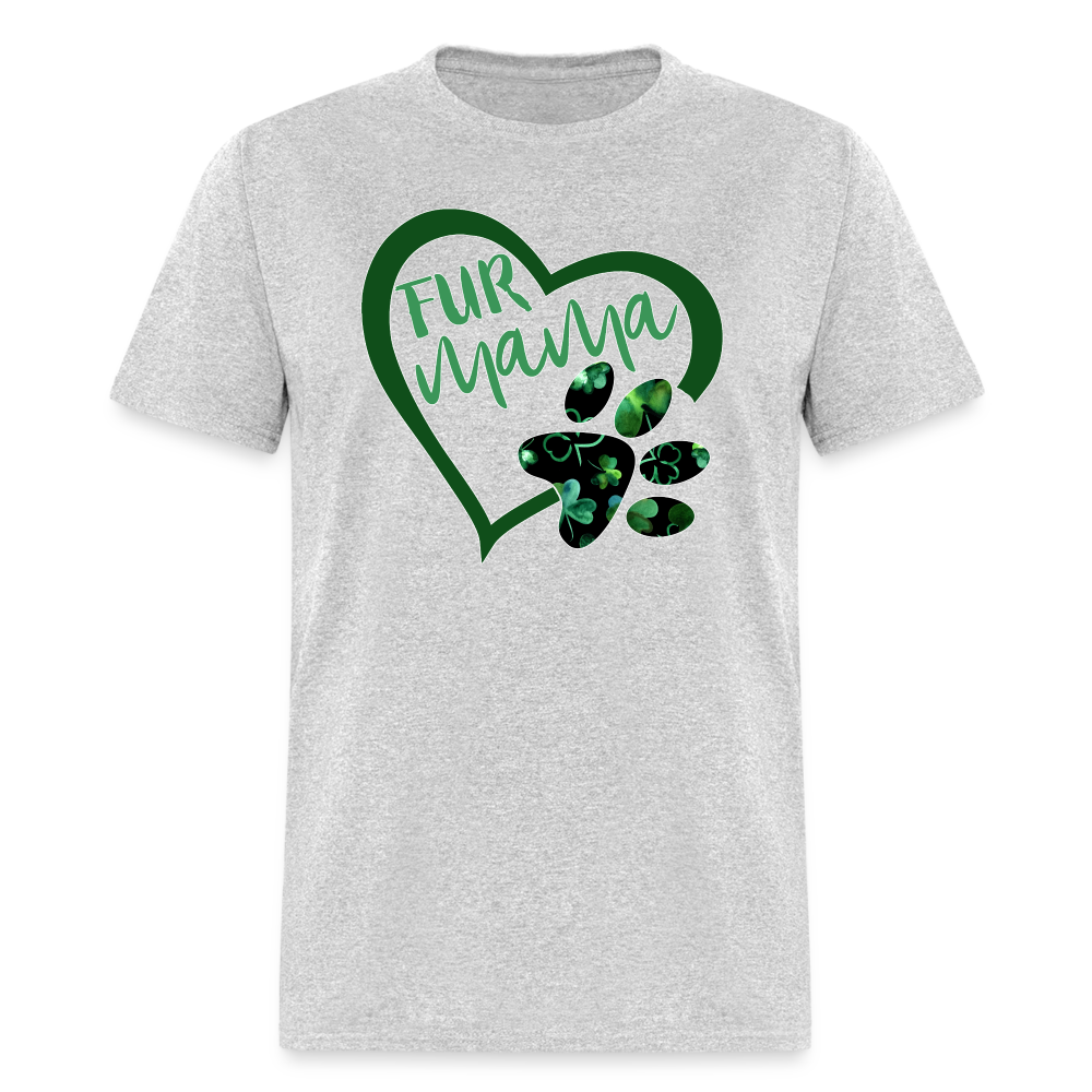 8136 Green With Envy Fur Mama Heart w Paw POD TSHIRT - heather gray