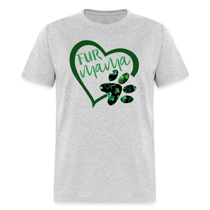 8136 Green With Envy Fur Mama Heart w Paw POD TSHIRT - heather gray