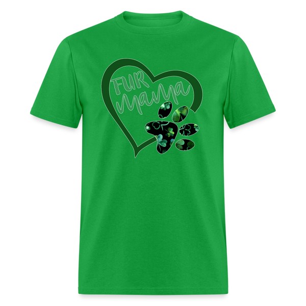 8136 Green With Envy Fur Mama Heart w Paw POD TSHIRT - bright green