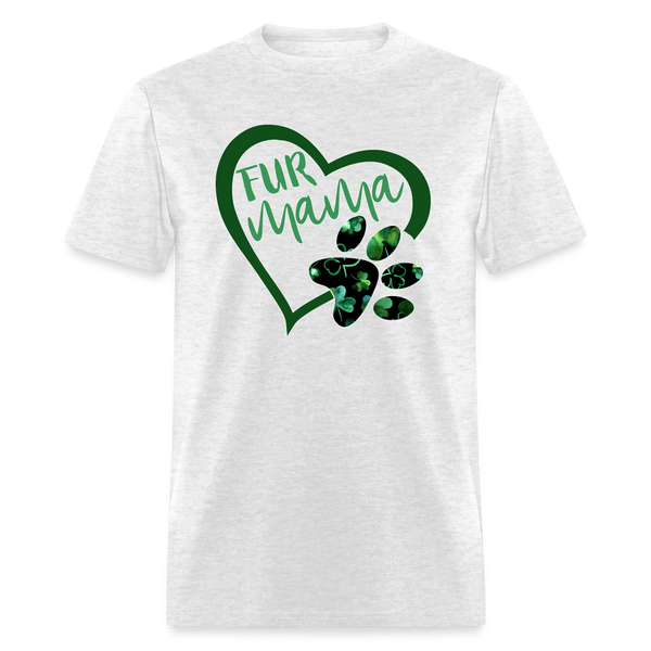 8136 Green With Envy Fur Mama Heart w Paw POD TSHIRT - light heather gray