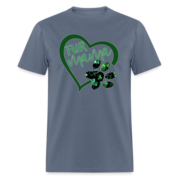 8136 Green With Envy Fur Mama Heart w Paw POD TSHIRT - denim