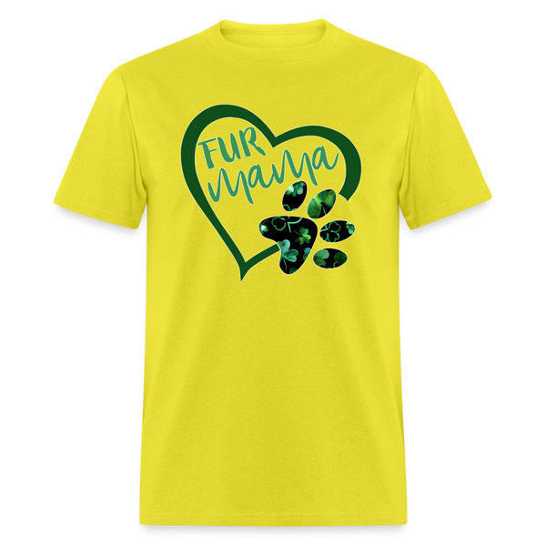 8136 Green With Envy Fur Mama Heart w Paw POD TSHIRT - yellow