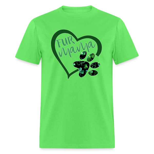 8136 Green With Envy Fur Mama Heart w Paw POD TSHIRT - kiwi