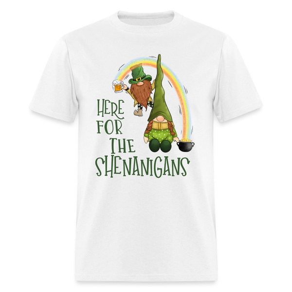 60102 Here For The Shenanigans Gnomes Rainbow TSHIRT - white