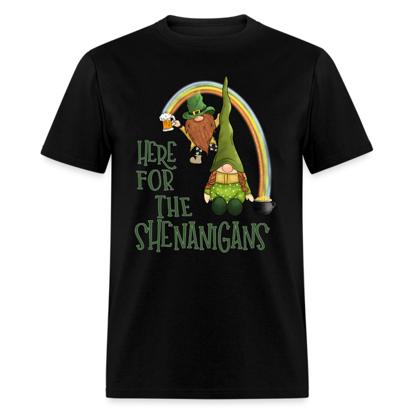 60102 Here For The Shenanigans Gnomes Rainbow TSHIRT - black