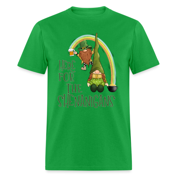 60102 Here For The Shenanigans Gnomes Rainbow TSHIRT - bright green