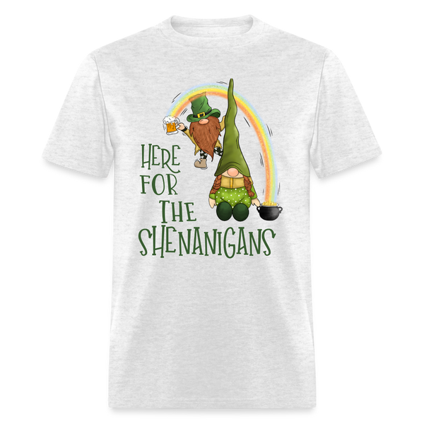 60102 Here For The Shenanigans Gnomes Rainbow TSHIRT - light heather gray