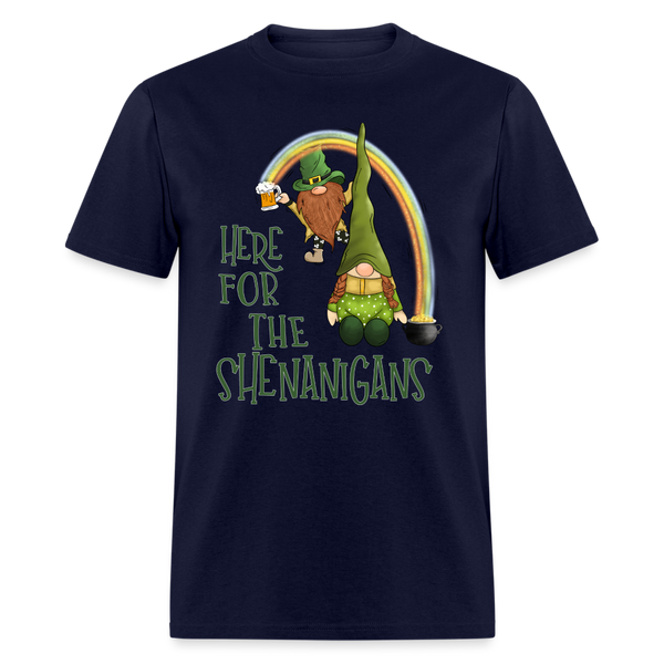 60102 Here For The Shenanigans Gnomes Rainbow TSHIRT - navy