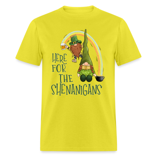 60102 Here For The Shenanigans Gnomes Rainbow TSHIRT - yellow