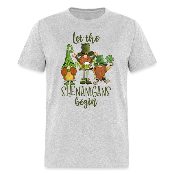 60105 Let The Shenanigans Begin Gnomes TSHIRT - heather gray