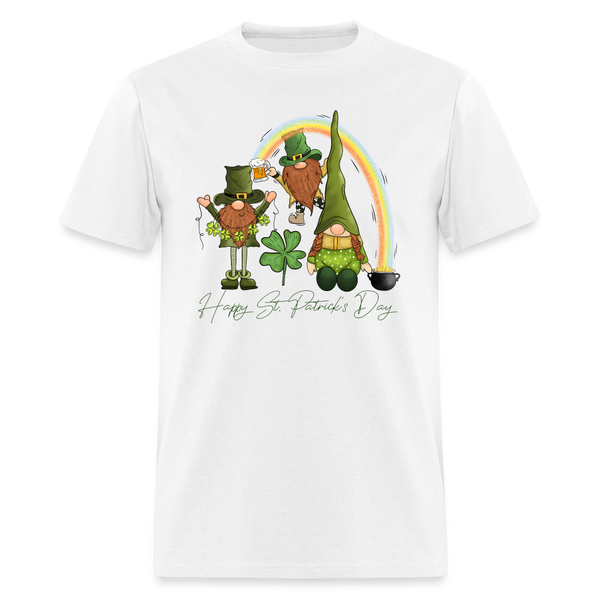 60101 Happy St Patricks Day Gnomes Rainbow TSHIRT - white