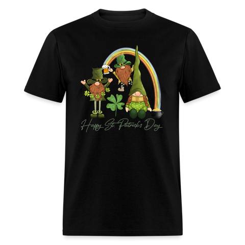 60101 Happy St Patricks Day Gnomes Rainbow TSHIRT - black