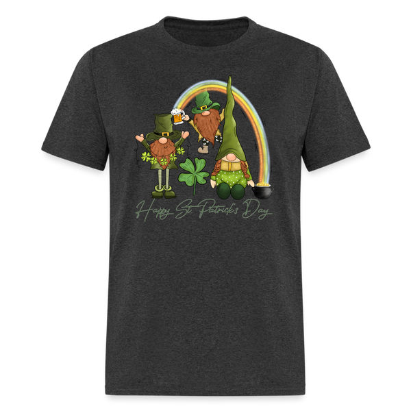 60101 Happy St Patricks Day Gnomes Rainbow TSHIRT - heather black