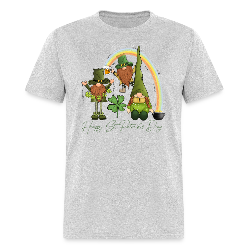 60101 Happy St Patricks Day Gnomes Rainbow TSHIRT - heather gray