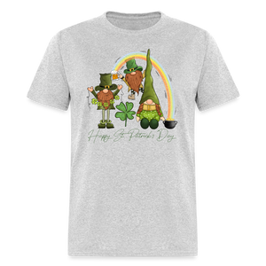 60101 Happy St Patricks Day Gnomes Rainbow TSHIRT - heather gray