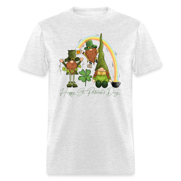 60101 Happy St Patricks Day Gnomes Rainbow TSHIRT - light heather gray