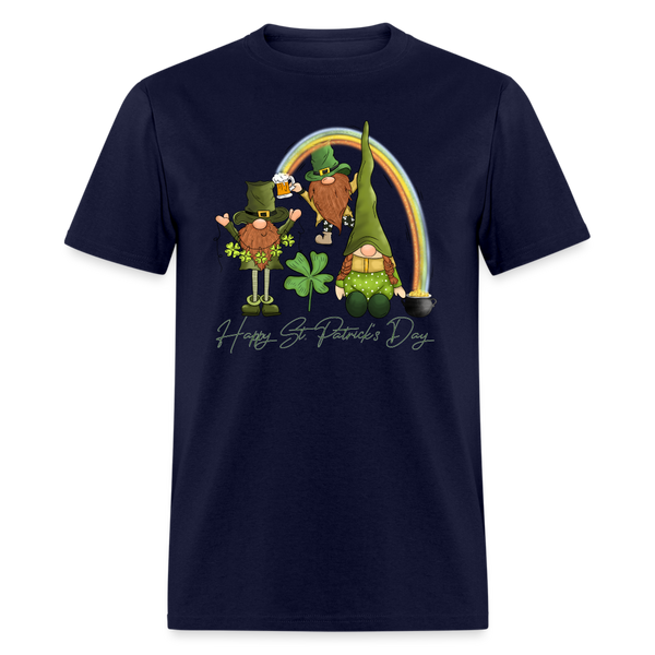 60101 Happy St Patricks Day Gnomes Rainbow TSHIRT - navy