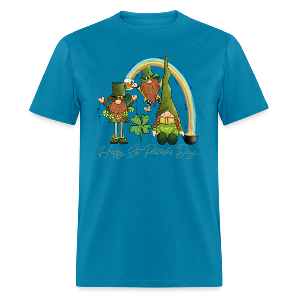 60101 Happy St Patricks Day Gnomes Rainbow TSHIRT - turquoise