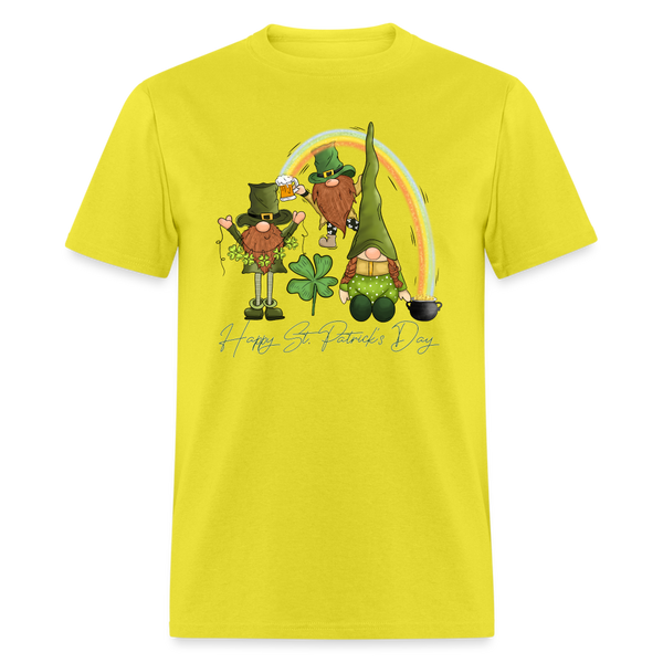 60101 Happy St Patricks Day Gnomes Rainbow TSHIRT - yellow