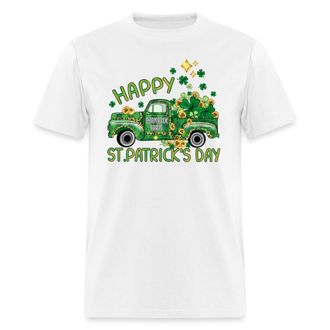 60109 Happy St Patricks Day Clover & Coin Truck TSHIRT - white