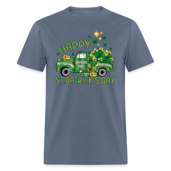 60109 Happy St Patricks Day Clover & Coin Truck TSHIRT - denim