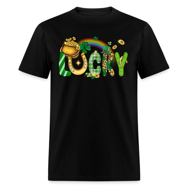 60111 Lucky Rainbow Pot Of Gold TSHIRT - black