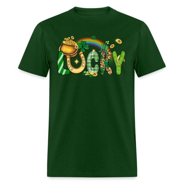 60111 Lucky Rainbow Pot Of Gold TSHIRT - forest green