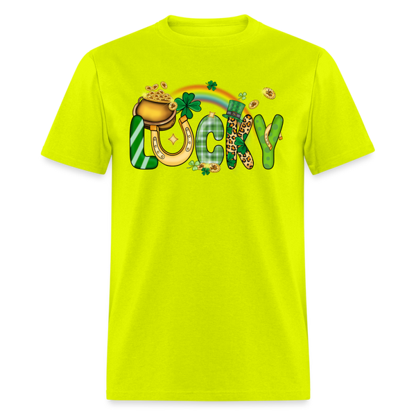 60111 Lucky Rainbow Pot Of Gold TSHIRT - safety green