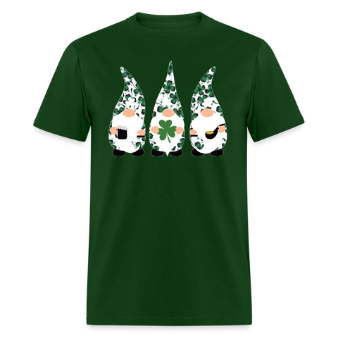 8139 4 Leaf Clovers Gnomes POD TSHIRT - forest green