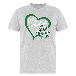 8139 4 Leaf Clovers Fur Mama Heart w Paw POD TSHIRT - heather gray