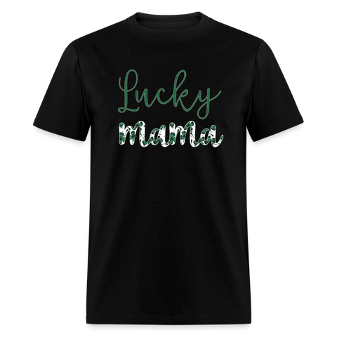 8139 4 Leaf Clovers Lucky Mama POD TSHIRT - black