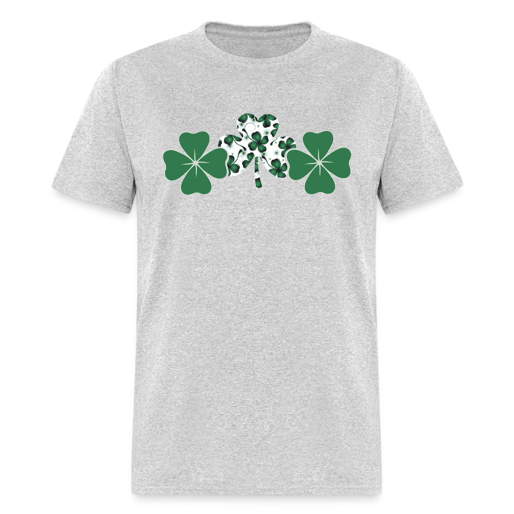 8139 4 Leaf Clovers Triple Shamrocks POD TSHIRT - heather gray