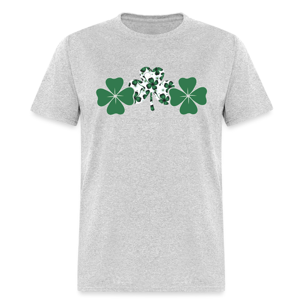 8139 4 Leaf Clovers Triple Shamrocks POD TSHIRT - heather gray