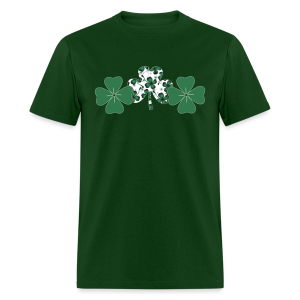 8139 4 Leaf Clovers Triple Shamrocks POD TSHIRT - forest green