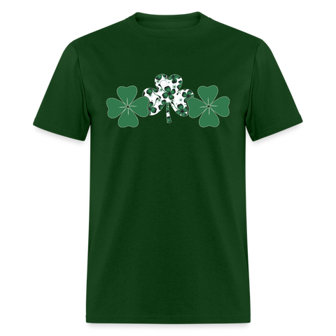 8139 4 Leaf Clovers Triple Shamrocks POD TSHIRT - forest green