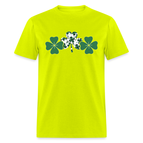 8139 4 Leaf Clovers Triple Shamrocks POD TSHIRT - safety green