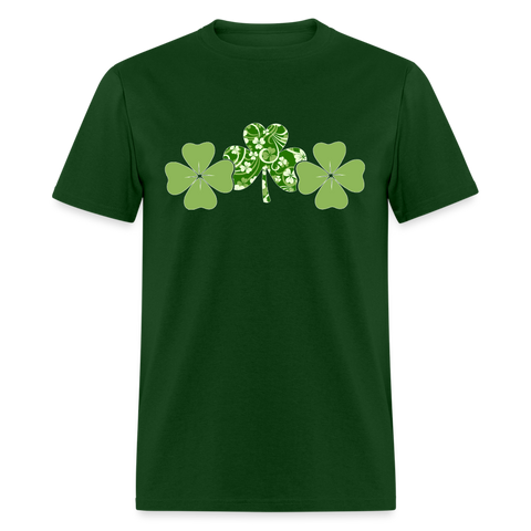 8140 Emerald Garden Triple Shamrocks POD TSHIRT - forest green