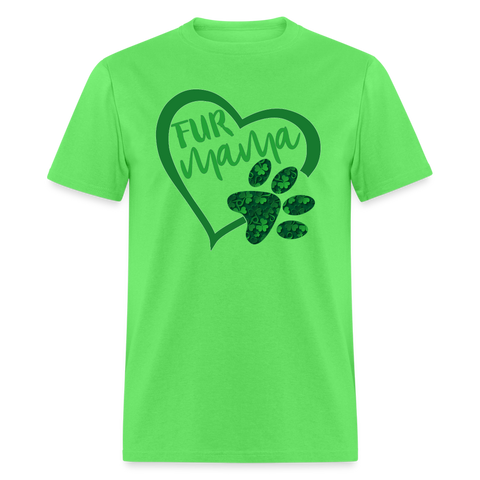 8141 Lucky 3D Fur Mama Heart w Paw POD TSHIRT - kiwi