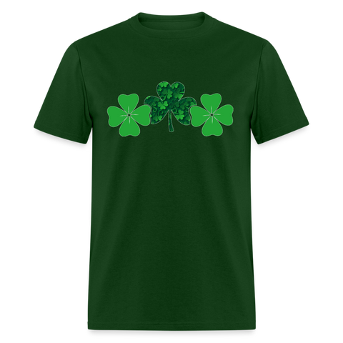 8141 Lucky 3D Triple Shamrocks POD TSHIRT - forest green