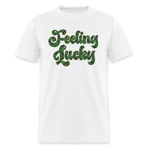 8142 Irish Plaid Feeling Lucky POD TSHIRT - white