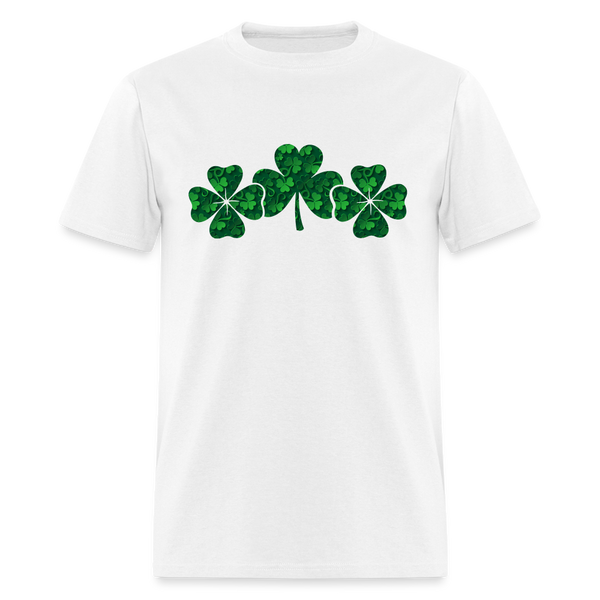 8141 Lucky 3D Triple Shamrocks - Same POD TSHIRT - white