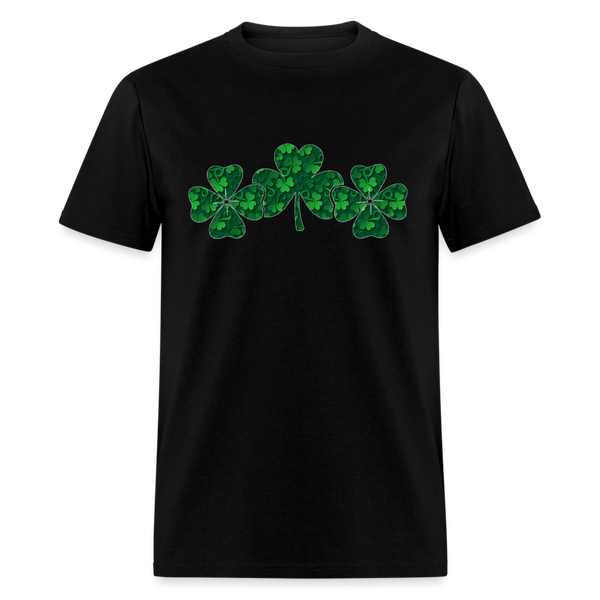 8141 Lucky 3D Triple Shamrocks - Same POD TSHIRT - black