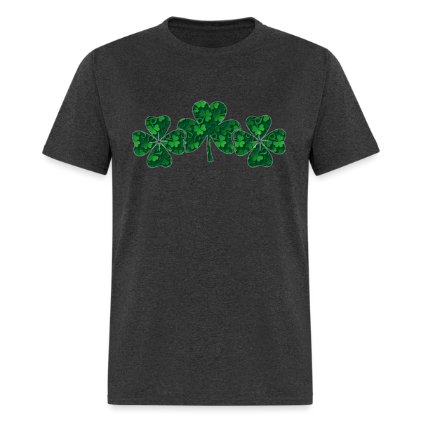 8141 Lucky 3D Triple Shamrocks - Same POD TSHIRT - heather black