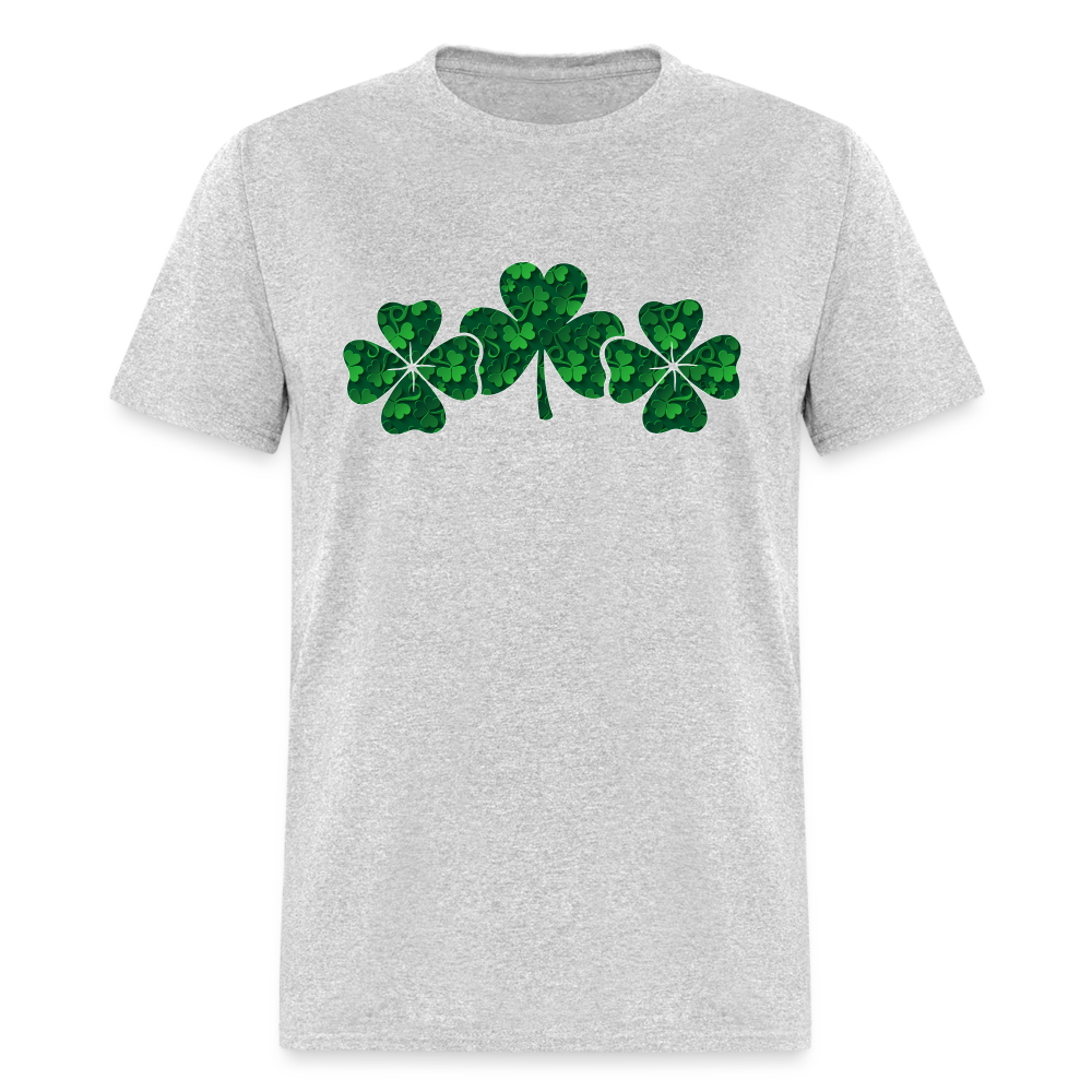 8141 Lucky 3D Triple Shamrocks - Same POD TSHIRT - heather gray