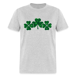 8141 Lucky 3D Triple Shamrocks - Same POD TSHIRT - heather gray