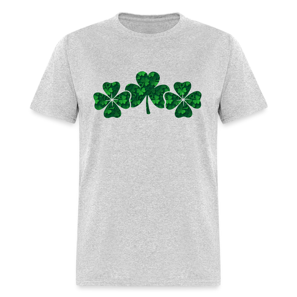 8141 Lucky 3D Triple Shamrocks - Same POD TSHIRT - heather gray