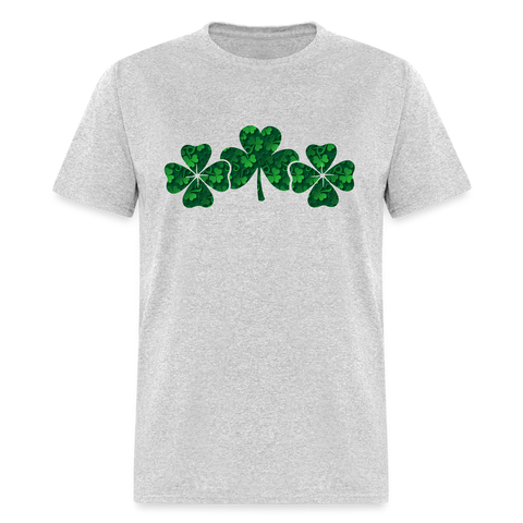 8141 Lucky 3D Triple Shamrocks - Same POD TSHIRT - heather gray