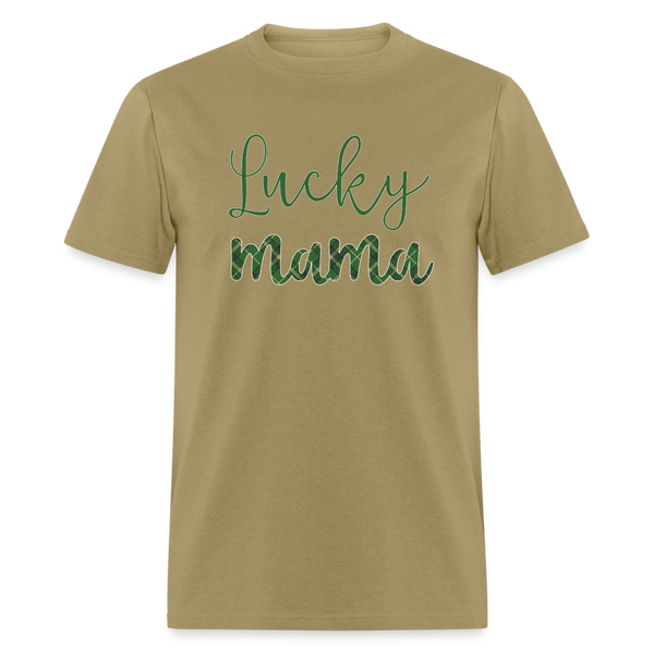 8142 Irish Plaid Lucky Mama POD TSHIRT - khaki