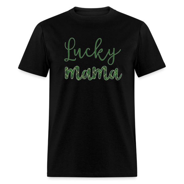 8142 Irish Plaid Lucky Mama POD TSHIRT - black