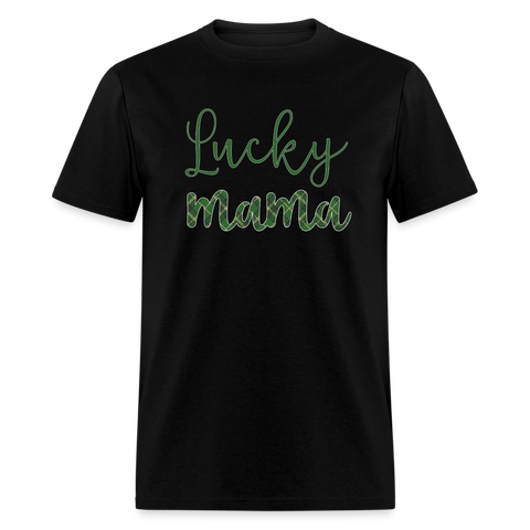 8142 Irish Plaid Lucky Mama POD TSHIRT - black